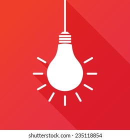 Light bulb icon. Modern flat icon with long shadow effect