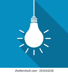 Light bulb icon. Modern flat icon with long shadow effect