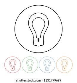 Light bulb icon in a modern thin line style vector lightbulb symbol outline with four color variations