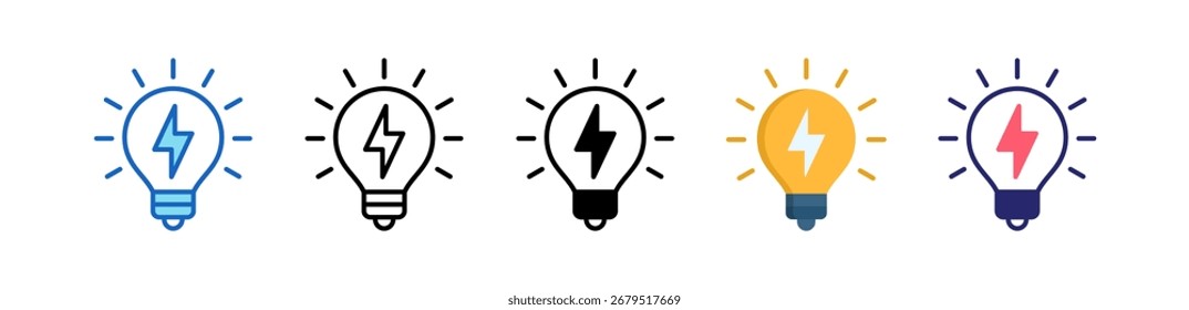 Light Bulb Icon Multiple Style Set Collection.