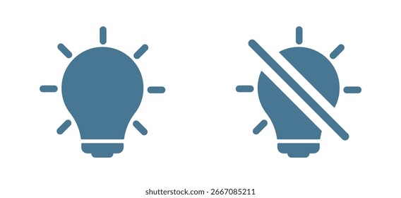 Icono de la bombilla y bombilla apagada.