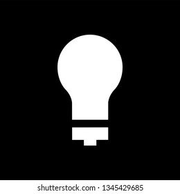 Light Bulb Icon On Black Background. Black Flat Style Vector Illustration.