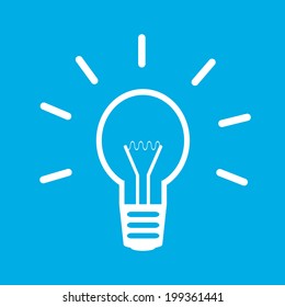 Light bulb icon on blue background.