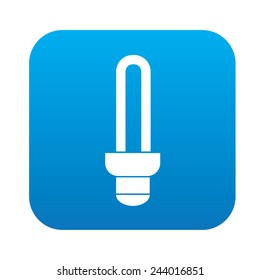 Light bulb icon on blue button, clean vector