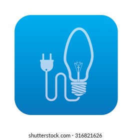 Light bulb icon on blue background,clean vector