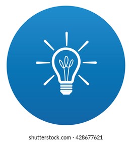 Light Bulb Icon On Blue Button,vector