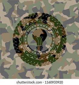 light bulb icon on camouflaged pattern