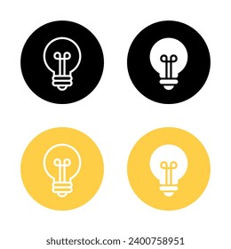 Light bulb icon on circle background. Lamp symbol vector