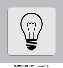 Light bulb icon on a grey flat button