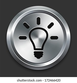 Icono de bombilla de luz en colección de botones metálicos