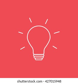 Light Bulb Icon On Red Background