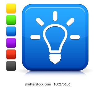 Light Bulb Icon on Square Internet Button Collection