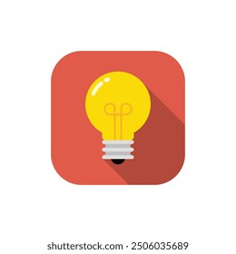 Icono de la bombilla en fondo cuadrado. Símbolo de signo de lámpara