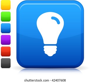 Light Bulb icon on square internet button  Six color options included.