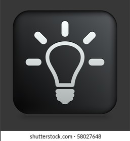 Light Bulb Icon On Square Black Internet Button Original Illustration