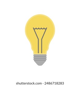Light bulb icon. Light bulb is on. Vector illustration.