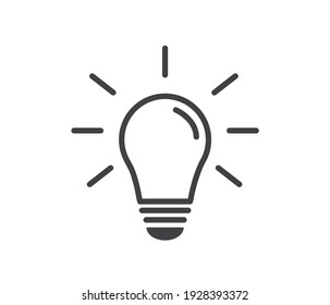 Icono de la bombilla de luz sobre fondo blanco. Símbolo de energía y pensamiento. Idea creativa e inspiración. Ilustración del vector