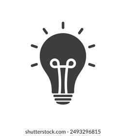 Light bulb icon on white background. Idea symbol. Electric lamp, light, innovation, solution, creative thinking, electricity. Outline, flat and colored style. Flat design. Vector Illustration