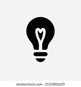 Light bulb icon on white background. Idea symbol. Electric lamp art, light art, electricity light icon. Outline light icon art.