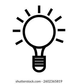 A light bulb icon on white background. Idea symbol. Electric lamp, light, innovation, solution, creative thinking, electricity. Outline, flat and colored style. Flat design icon.