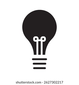 light bulb icon on white background. Idea symbol. Electric lamp, light, innovation, solution, creative thinking, electricity.