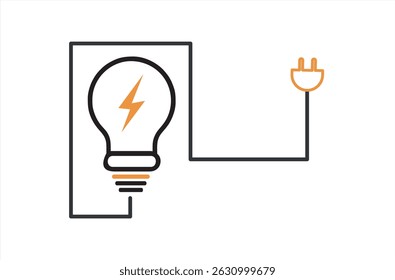 Light bulb icon on white background. Idea symbol. Electric lamp, light, innovation, solution, creative thinking, electricity. Outline, flat and colored style. Flat design. line 