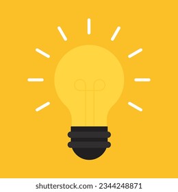 Icono de la bombilla de luz sobre fondo amarillo