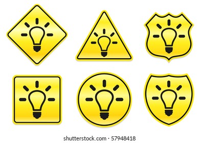 Light Bulb Icon on Yellow Designs Original Illustration