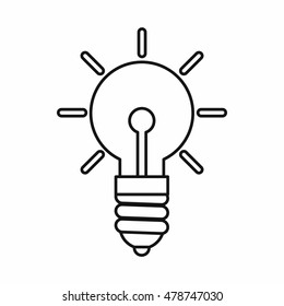 Light bulb icon in outline style isolated on white background. Vector illustration