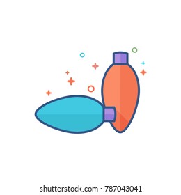 Light bulb icon in outlined flat color style. Vector illustration.