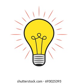 Light bulb icon over white background. Idea concept. Flat cartoon style. Vector illustration.