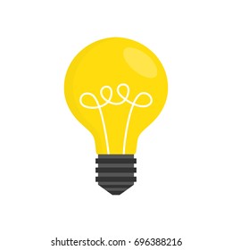 Light bulb icon over white background. Idea concept. Flat cartoon style. Vector illustration.