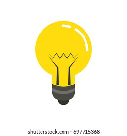 Light bulb icon over white background. Idea concept. Flat cartoon style. Vector illustration.