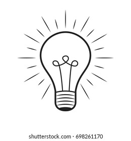 Light bulb icon over white background. Idea concept. Flat cartoon style. Vector illustration.