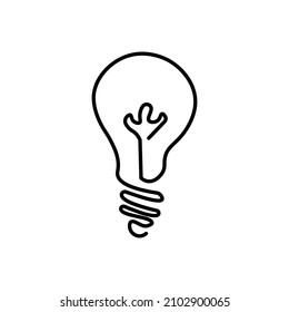 Signo de dibujo de lápiz de icono de la bombilla de luz