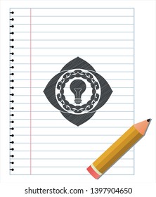 light bulb icon pencil emblem. Vector Illustration. Detailed.