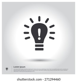 Light bulb icon, pictogram icon on gray background. Vector illustration for web site, mobile application. Simple flat metro design style. Outline Icon. Flat design style