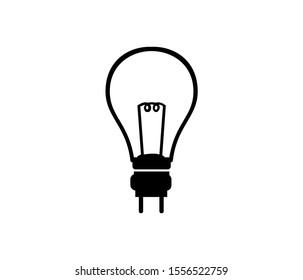 light bulb icon with plugs socket, vector isolated