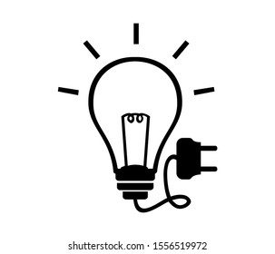 light bulb icon with plugs, vector isolated