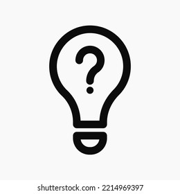Light bulb icon with question mark isolated on white background. Answer and solution concept.