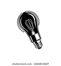 Light bulb icon with rays Electric lamp light creative thinking electricity Outline illustration