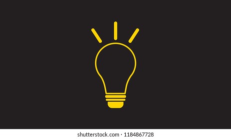 Light bulb icon representing a yellow idea on black background