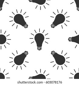 Light bulb icon seamless pattern on white background. Vector Illustration