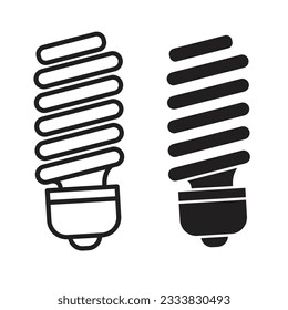 conjunto de iconos de la bombilla. pictograma de bombilla negra. signo vectorial de lámpara incandescente. símbolo de la bombilla fluorescente.