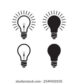 Light bulb icon set bundle vector illustration