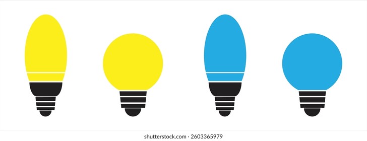 Light Bulb Icon Set, Color light bulb icon, Lamp icon ,vector illustration.