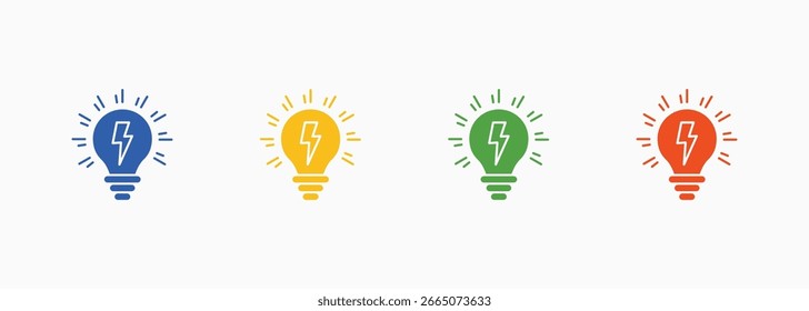 Light Bulb Icon Set Color Multiple Style Collection