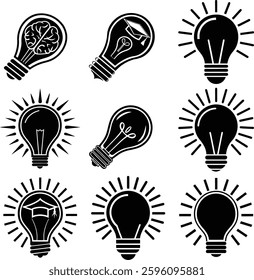 Light Bulb Icon Set with Creative Designs and Concepts