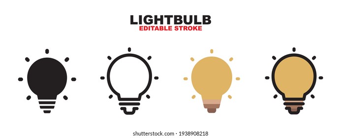Light Bulb icon set with different styles. Colored vector icons designed in filled, outline, flat, glyph and line colored. Editable stroke and pixel perfect. Can be used for web, mobile, ui and more.