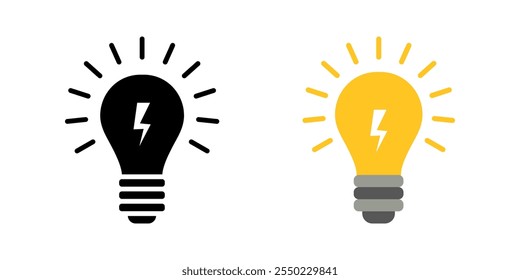 Conjunto de ícones de Lâmpada. Sinal de lâmpada elétrica. para conceito móvel e web design. ilustração vetorial sobre fundo branco